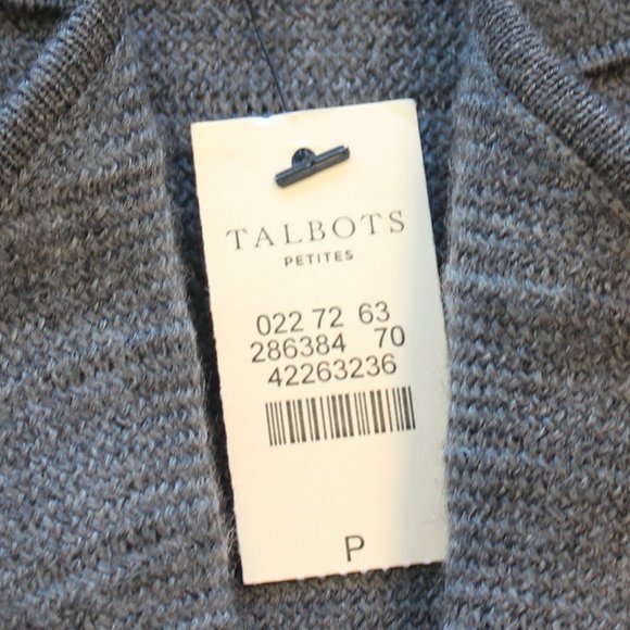 (NWT) Talbots Merino Wool Petite Grey Fringe Open Cardigan Sweater Long Tunic - Picture 14 of 15